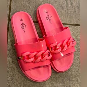 Pink Chain Slide Sandals